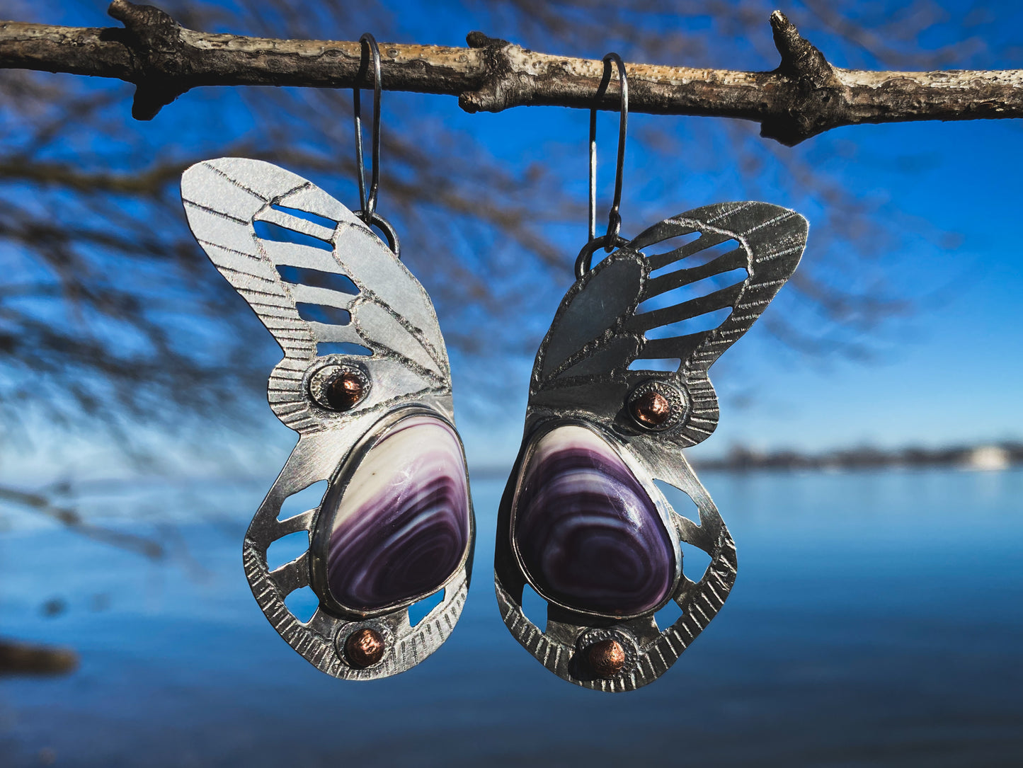 Wampum Shell Butterfly Earrings