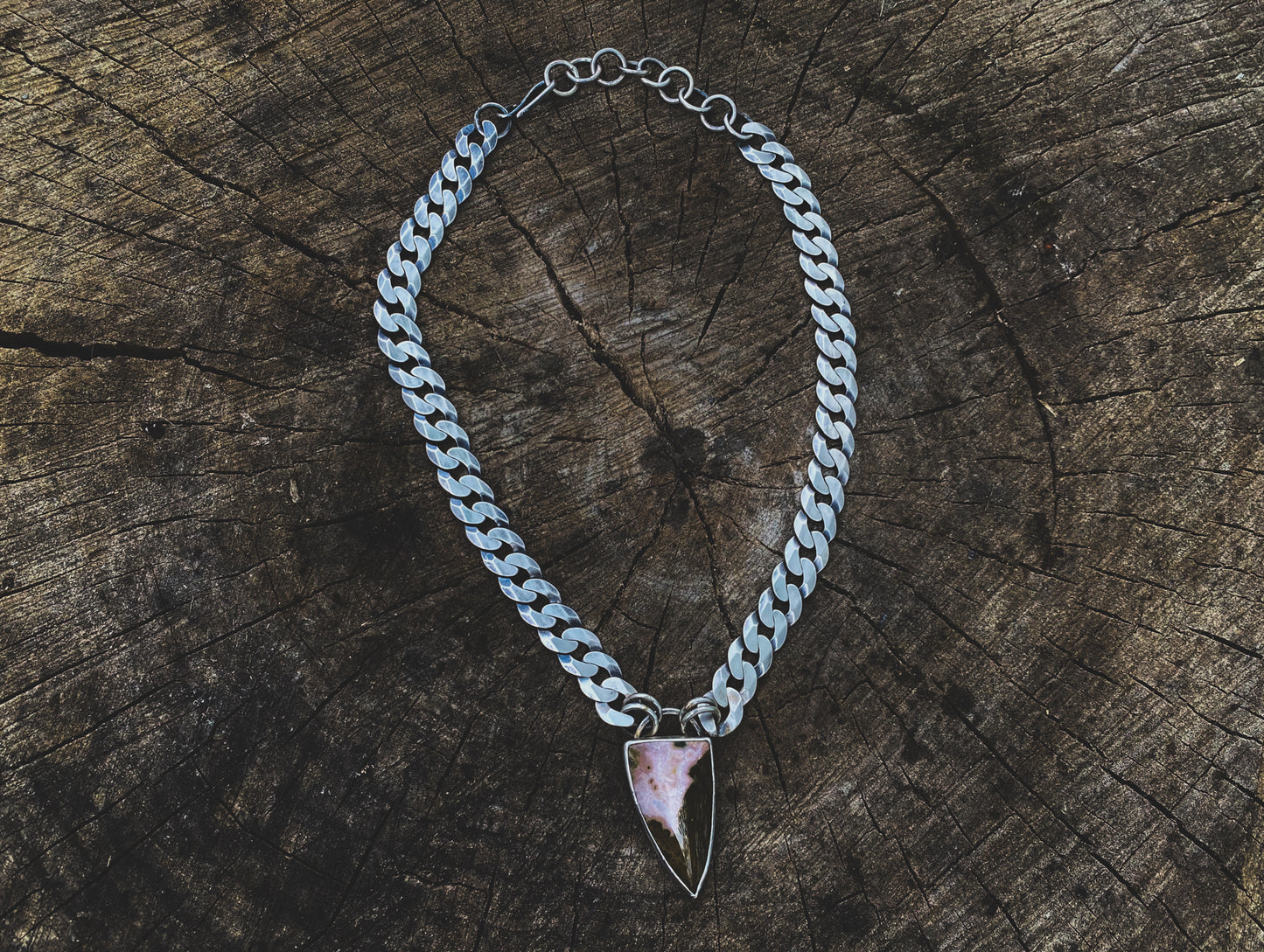 Unakite Jasper Curb Chain Necklace