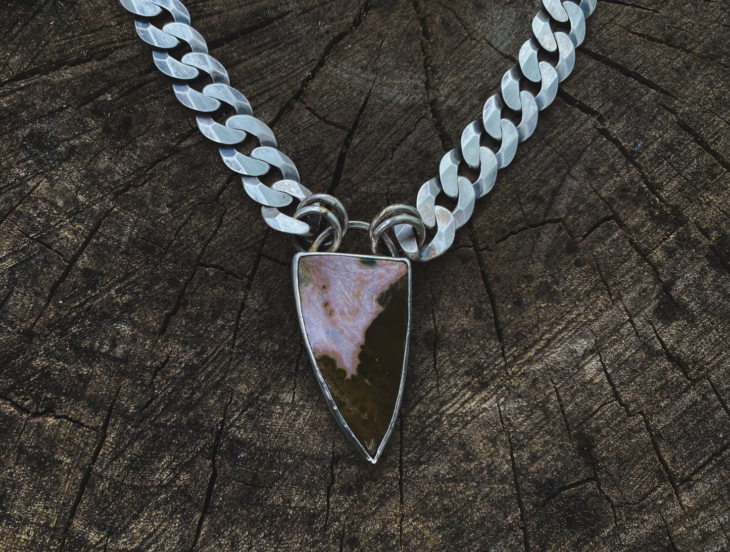Unakite Jasper Curb Chain Necklace