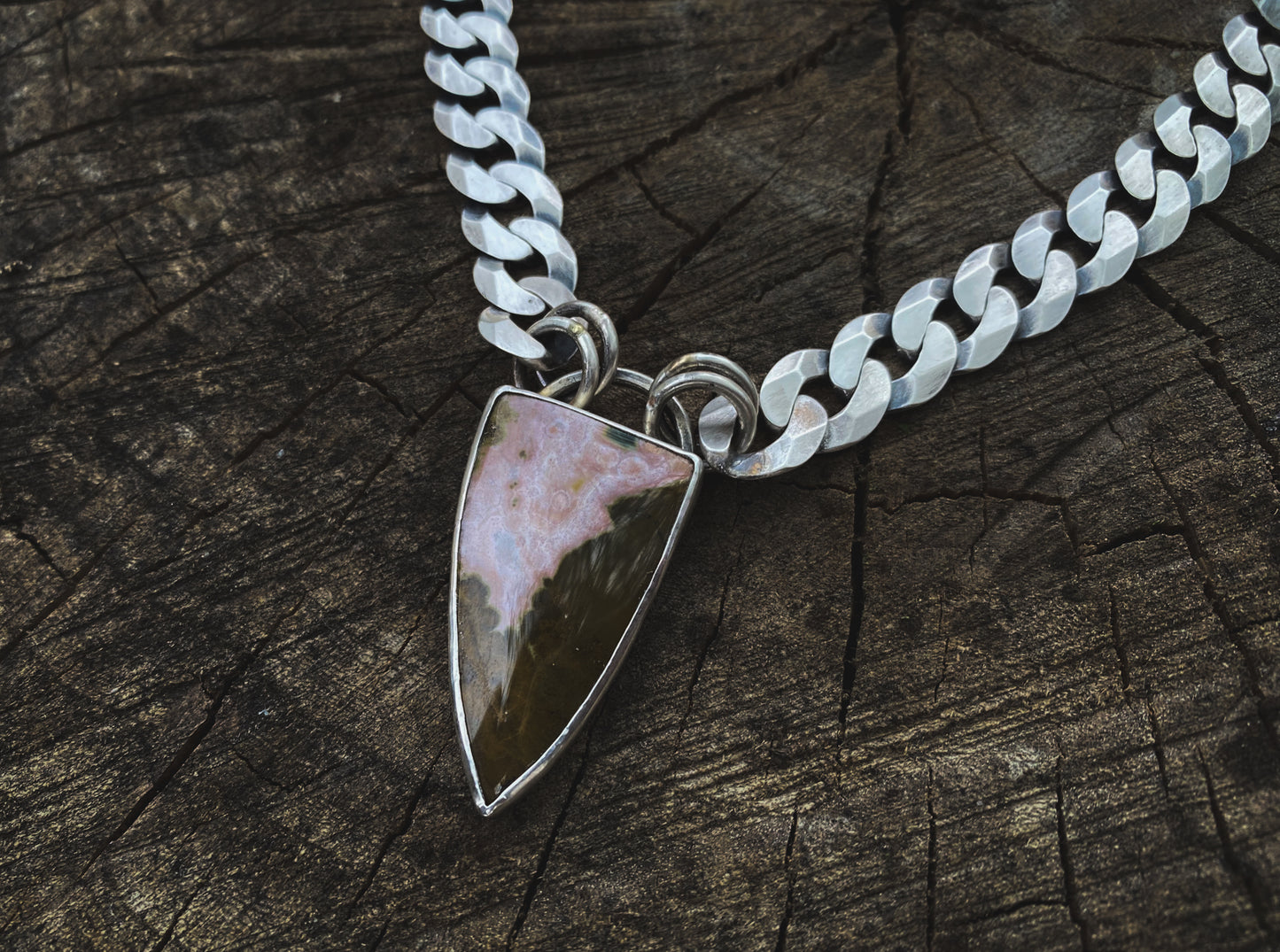 Unakite Jasper Curb Chain Necklace