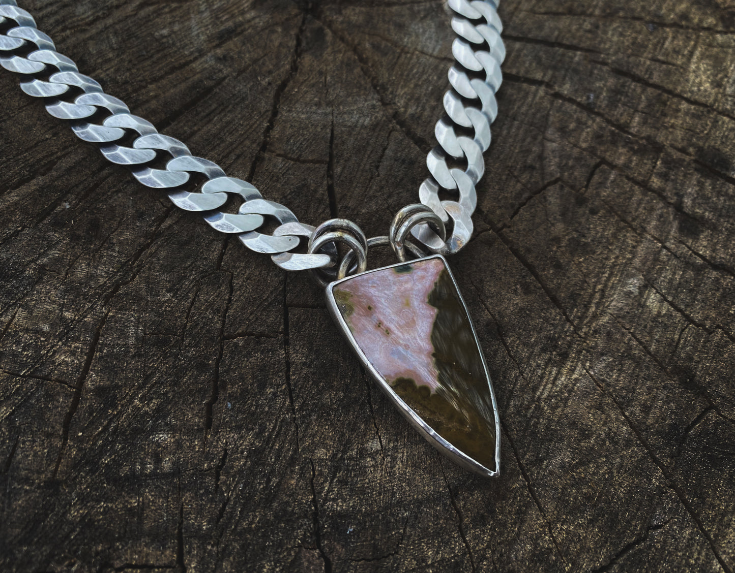 Unakite Jasper Curb Chain Necklace