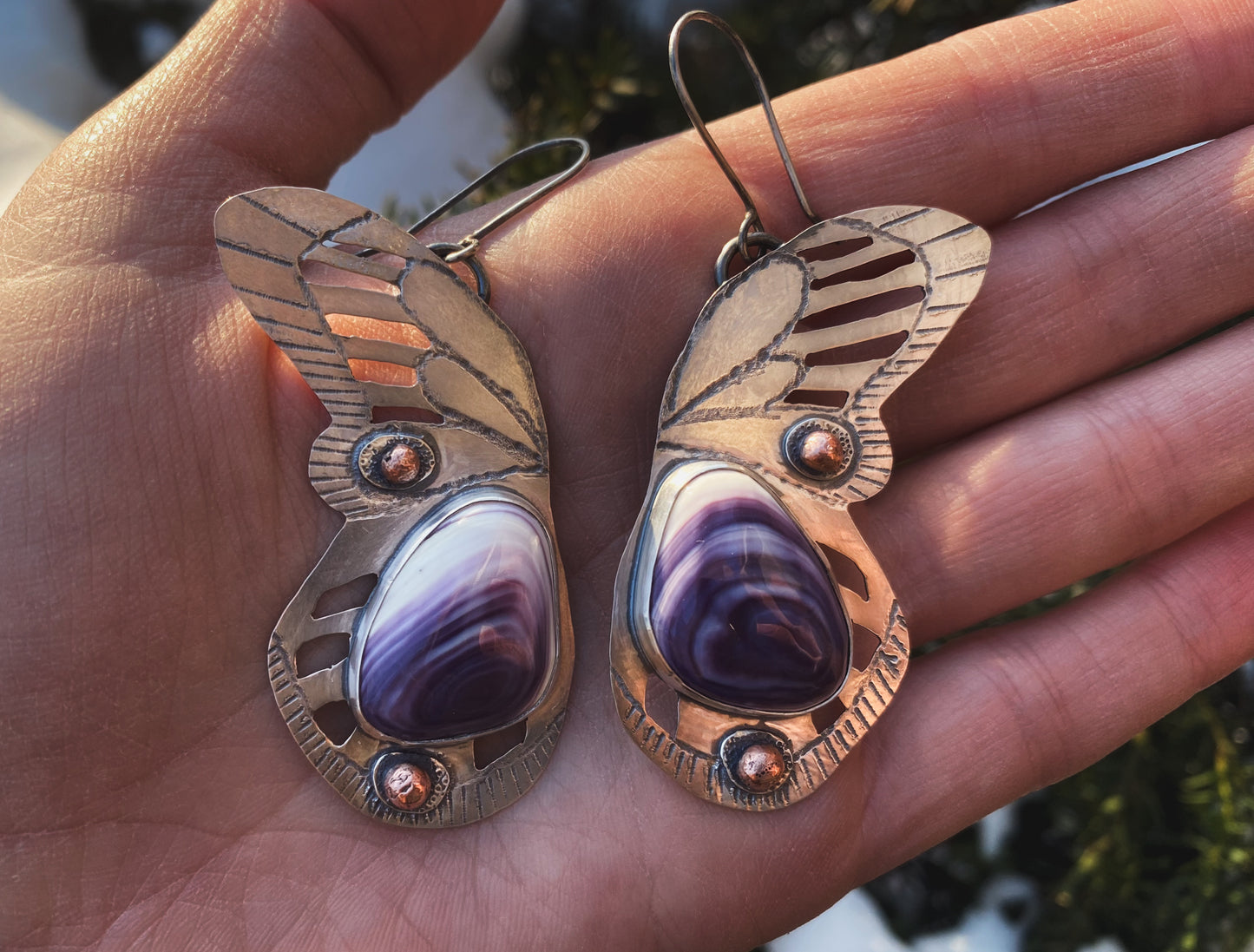 Wampum Shell Butterfly Earrings