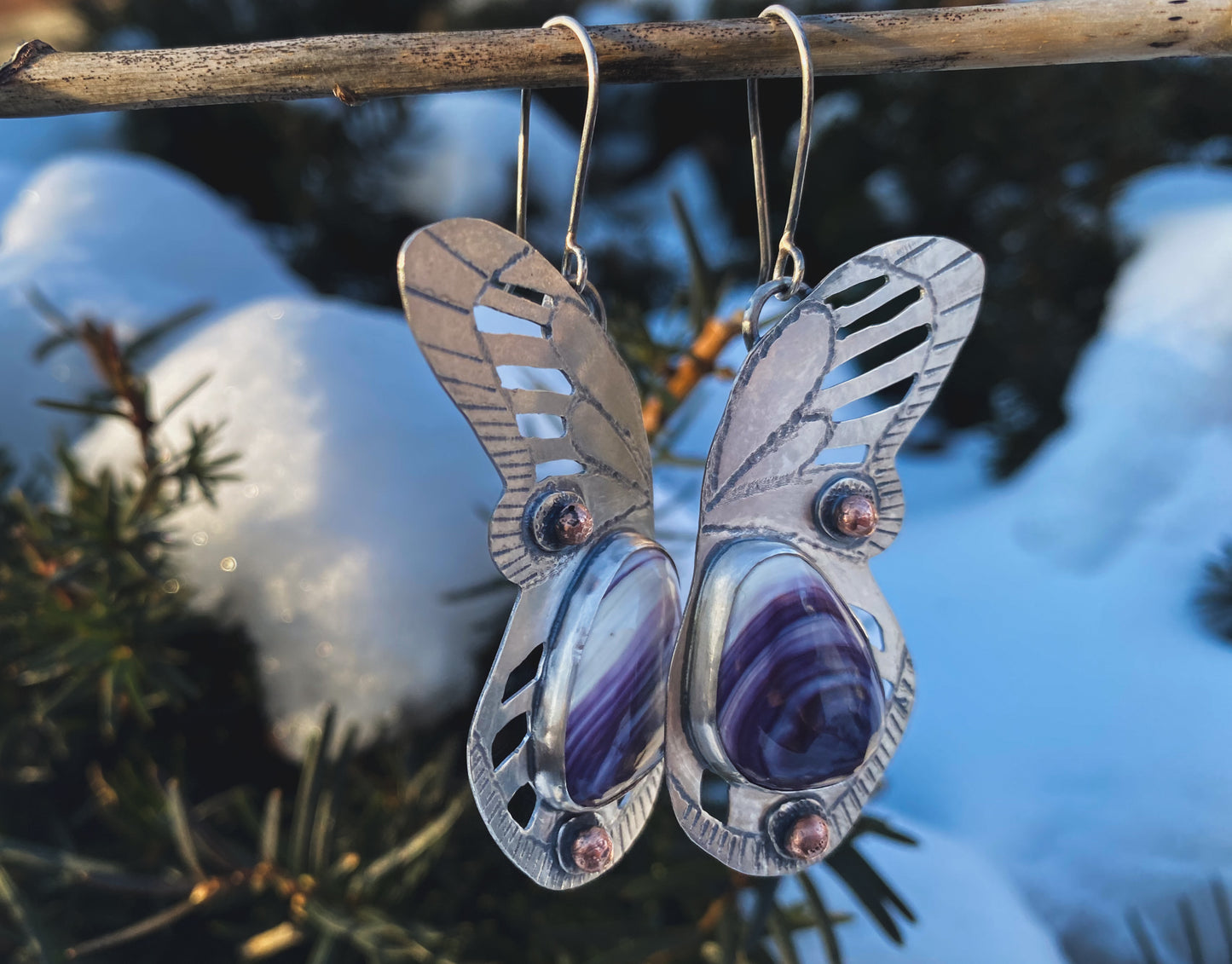 Wampum Shell Butterfly Earrings