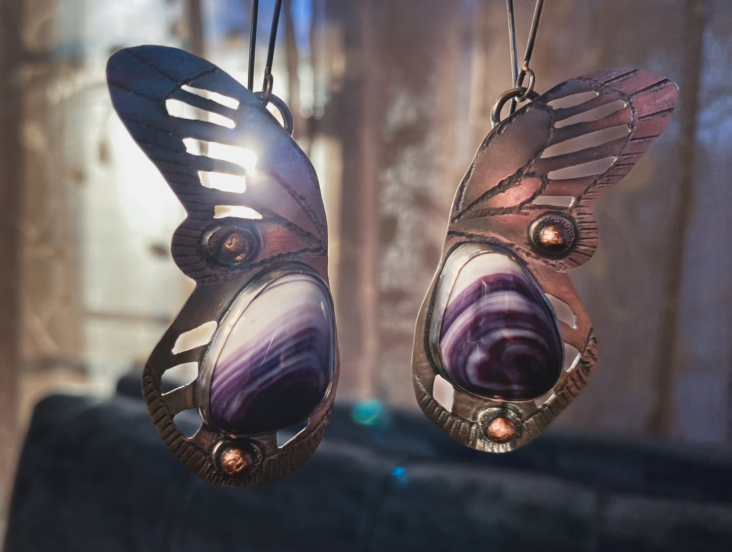 Wampum Shell Butterfly Earrings