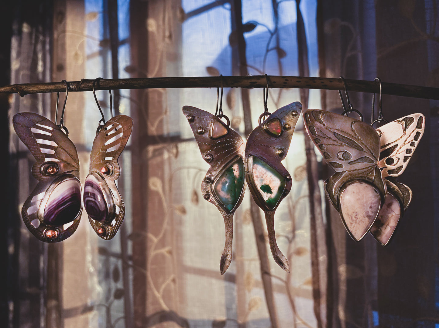 Wampum Shell Butterfly Earrings