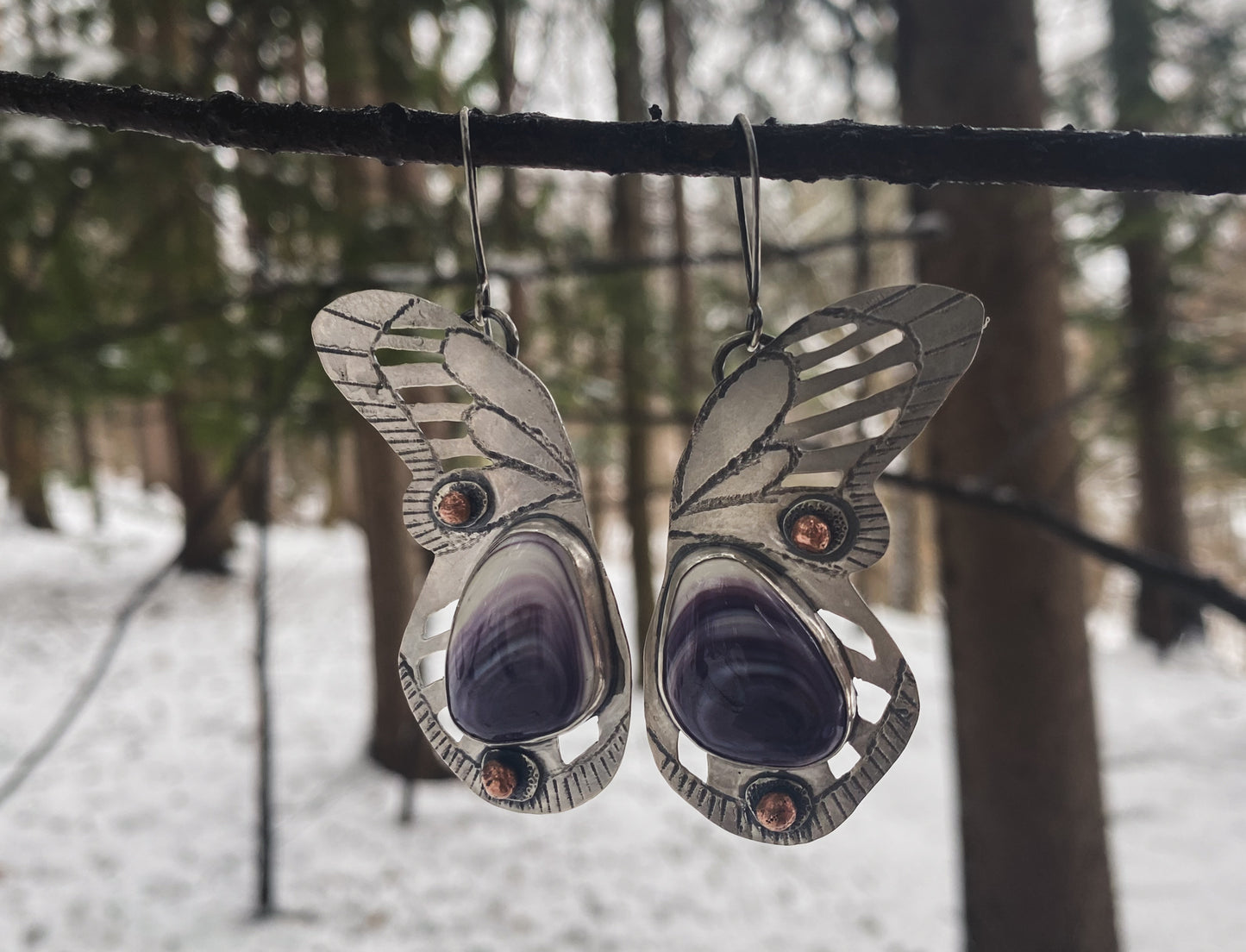 Wampum Shell Butterfly Earrings