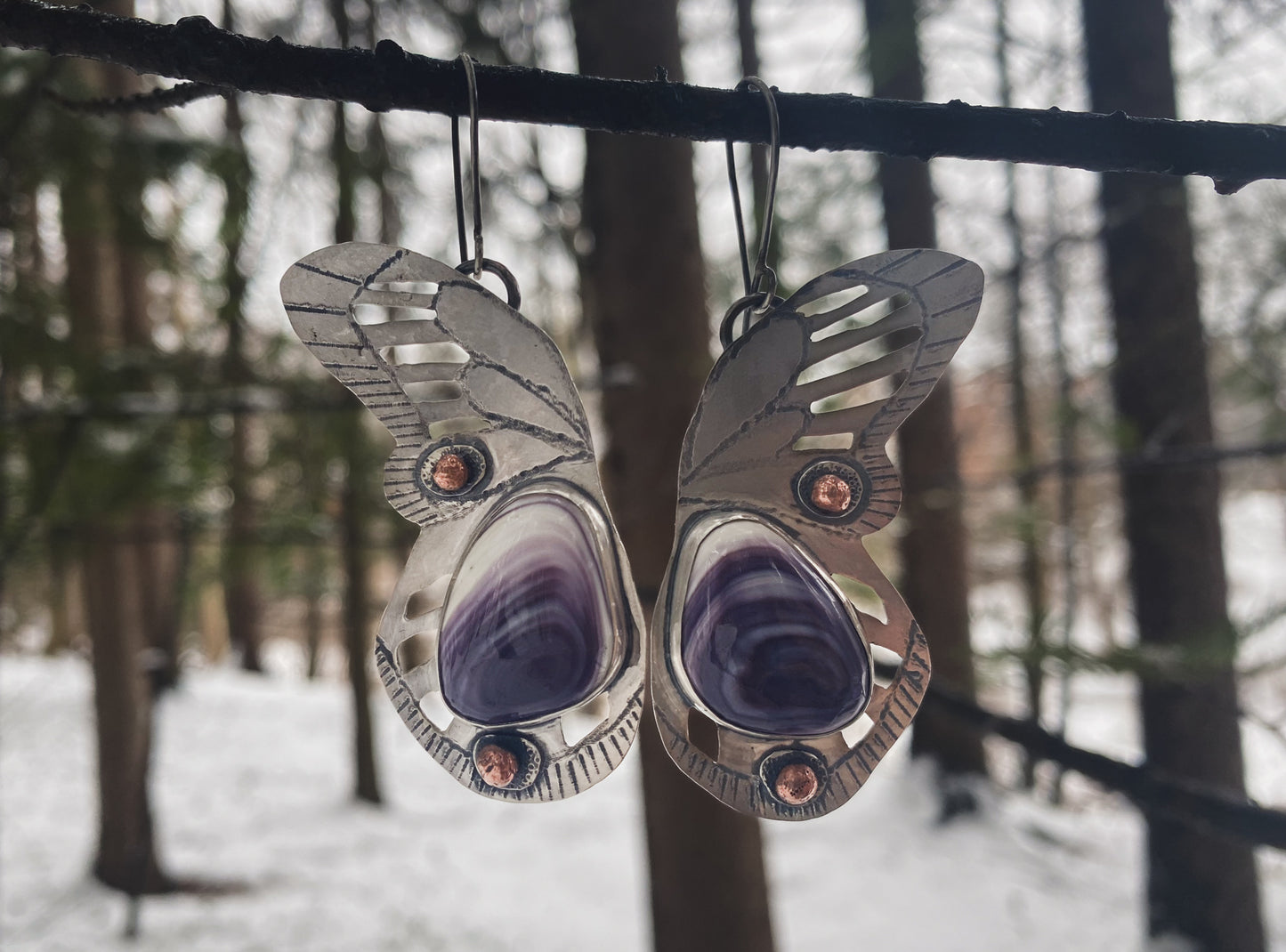 Wampum Shell Butterfly Earrings