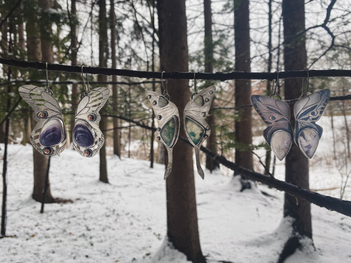 Wampum Shell Butterfly Earrings