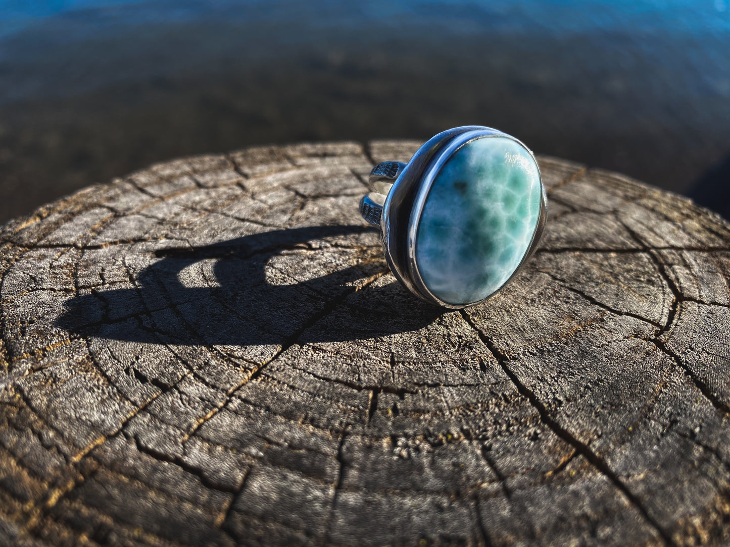 Larimar Recycled Silver Ring Size 9