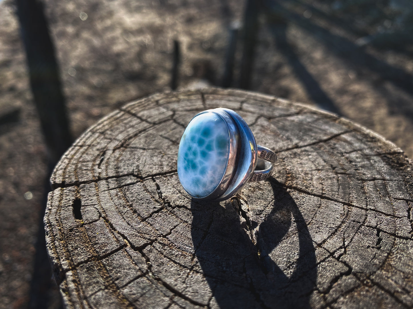 Larimar Recycled Silver Ring Size 9