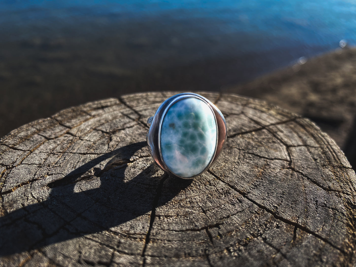 Larimar Recycled Silver Ring Size 9